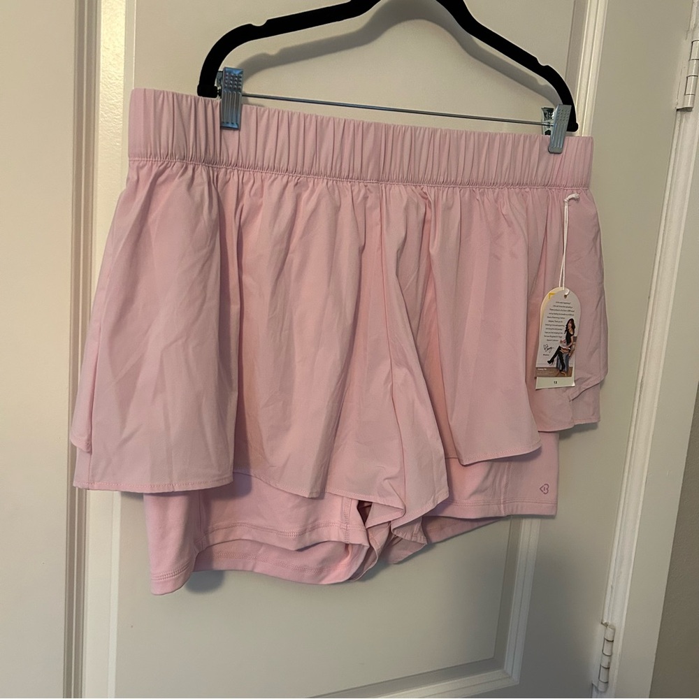 Blogilates Popflex Target Plus Size Pink Ruffle Short 1X - Picture 7 of 12